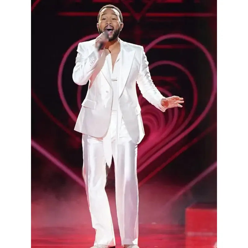 John Legend The Voice Season 25 White Silk Suit