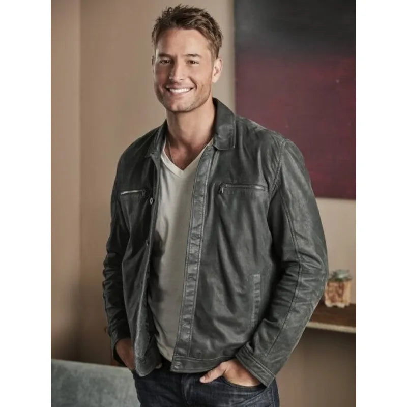 Justin Hartley This Is Us Black Leather Jacket