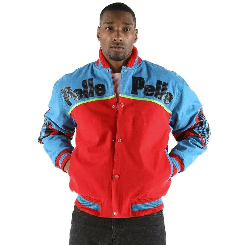 Pelle Pelle Red Blue Soda Club Varsity Wool Jacket