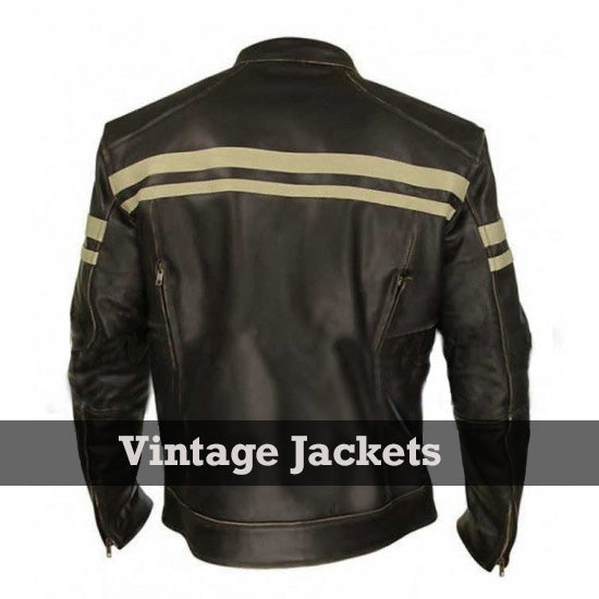 Cafe Racer Men Leather Brown Jacket