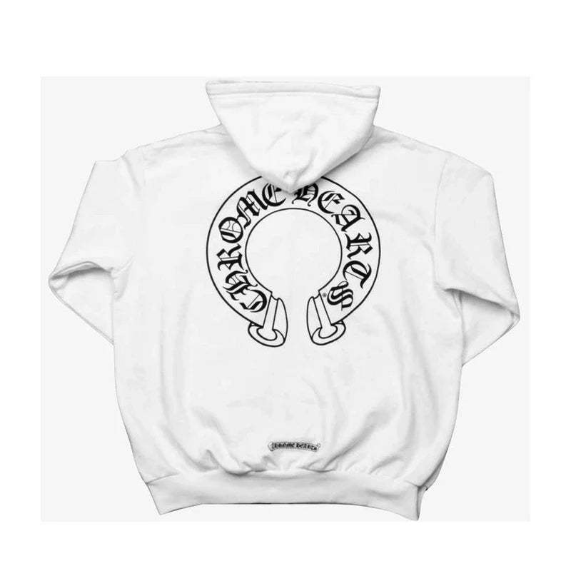 Floral Cross Horseshoe Chrome Heart White Hoodie