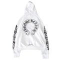 Floral Cross Horseshoe Chrome Heart White Hoodie