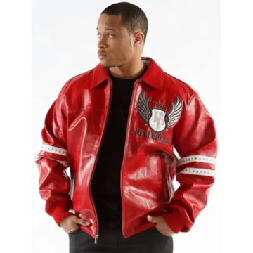 Baseball Letterman Pelle Pelle Red Varsity Leather Jacket